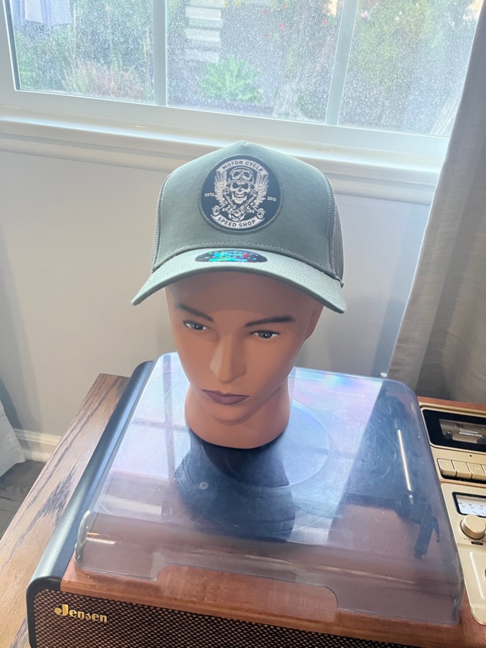Gray Trucker Cap with Embroidered Patch - Men's Accessories